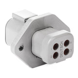 DTP04-4P-LE07 - DTP Series - 4 Pin Receptacle - End Cap - Welded Flange - Gray