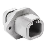 DTP04-4P-LE07 - DTP Series - 4 Pin Receptacle - End Cap - Welded Flange - Gray