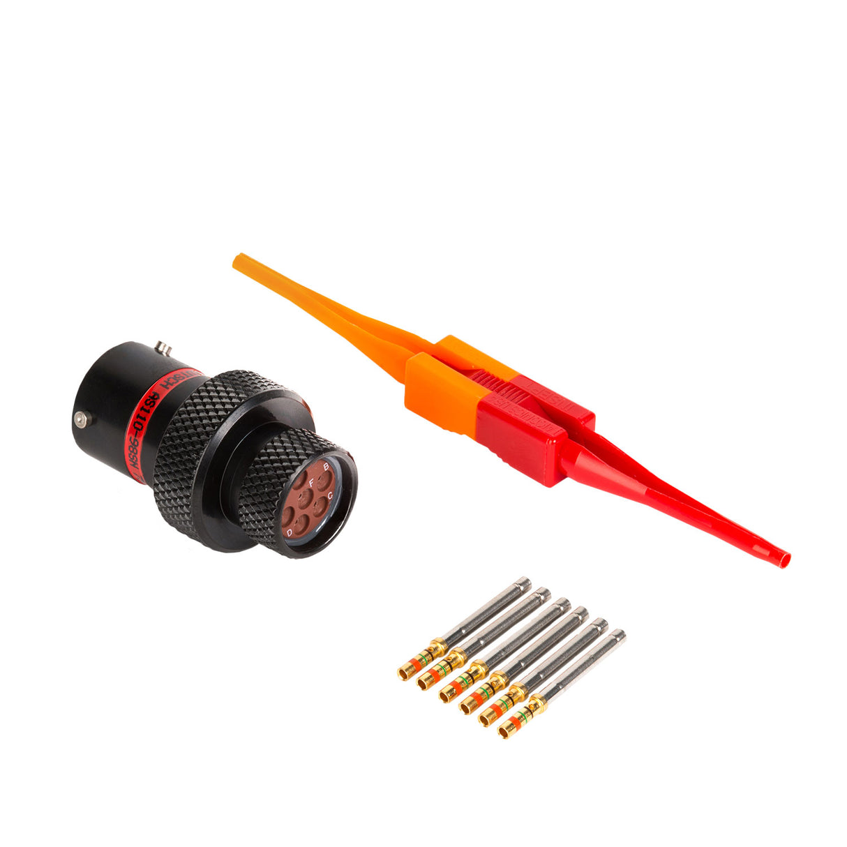 AS110-98SN - AS Series - Inline Receptacle Kit - Shell Size 10, 6 Cavity, Size 20 Sockets, 18-24 AWG, Red