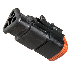 AT06-3S-SR01BLK - AT/SR01 Series - 3 Socket Plug - Strain Relief W/Endcap, Standard Seal, Black
