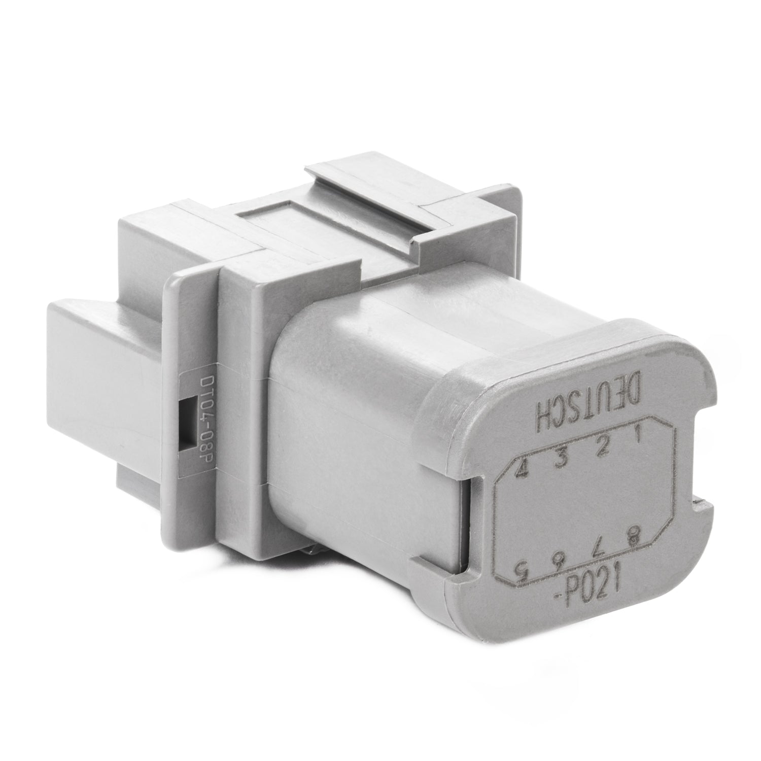 DT04-08PA-P021 - DT Series - 8 Pin Receptacle - A Key, 8 Pin Buss, Nickel  Contacts, In-line, Gray