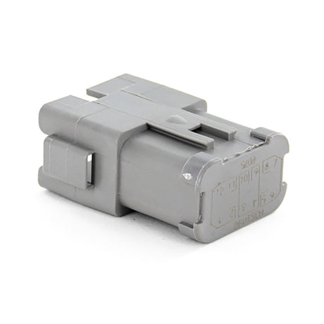 DT04-12PA-P075 - DT Series - 12 Pin Receptacle - A Key, (3) 4 Pin Busses, Nickel Pins, Gray