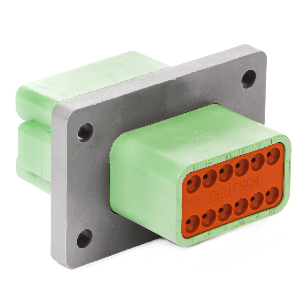 DT04-12PC-BL04 - DT Series - 12 Pin Receptacle - Enhanced C Key, Welded Flange, Green