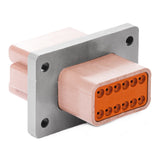 DT04-12PD-BL04 - DT Series - 12 Pin Receptacle - Enhanced D Key, Welded Flange, Brown