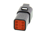 DT04-6P-CE02 - DT Series -  6 Pin Receptacle - Reduced Dia. Seal, Black