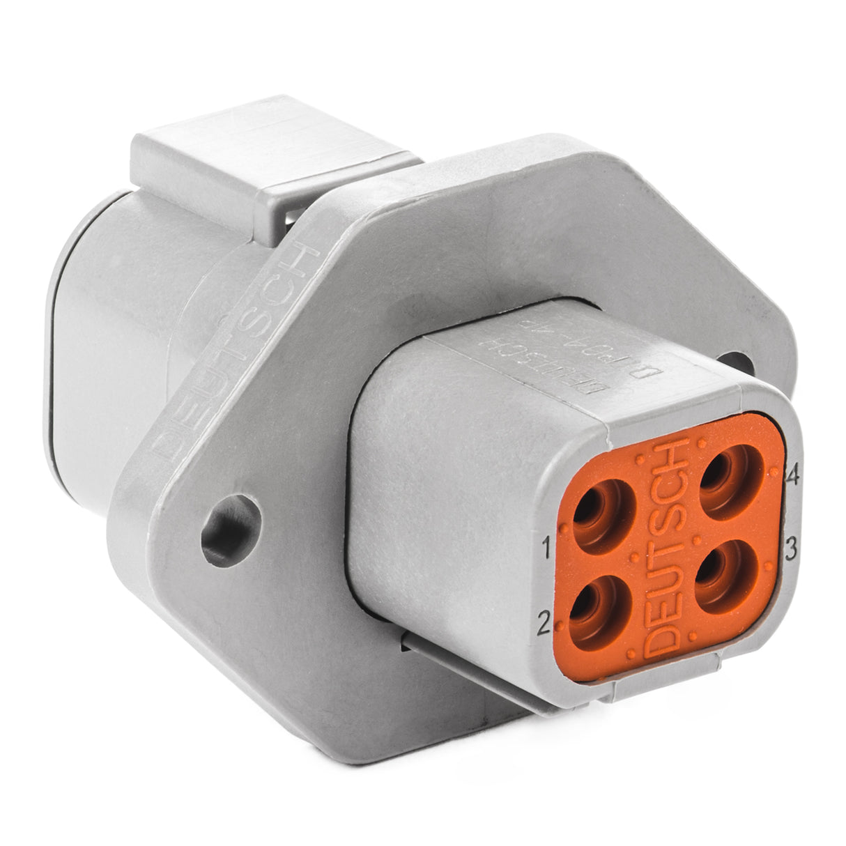 DTP04-4P-L012 - DTP Series - 4 Pin Receptacle - Welded Flange, Gray