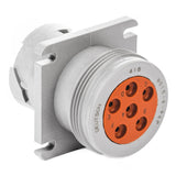 HD10-6-96P - HD10 Series  - 6 Pin Receptacle - Threaded Rear, Flange, Gray