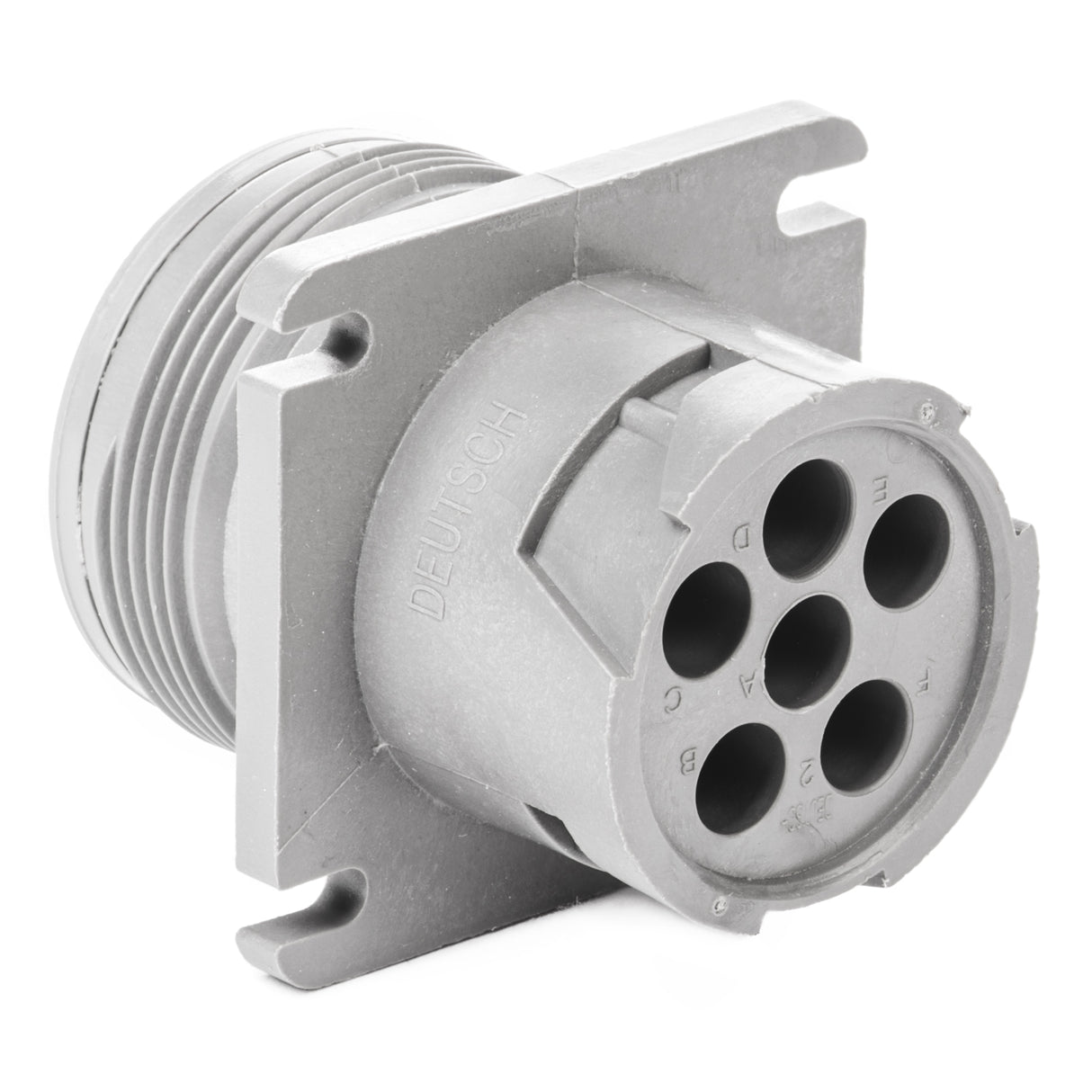 HD10-6-96P - HD10 Series  - 6 Pin Receptacle - Threaded Rear, Flange, Gray