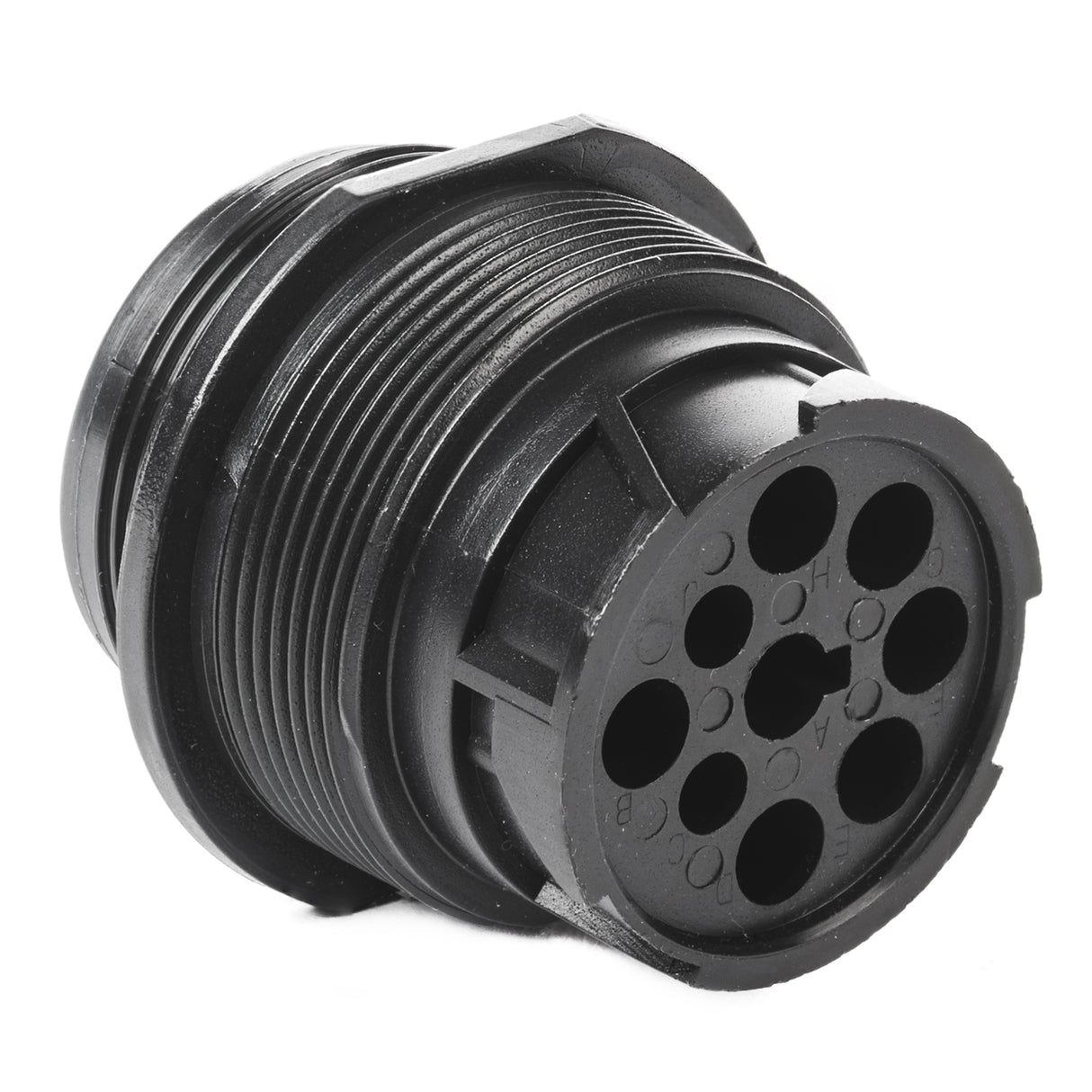 HD10-9-1939PE-B022 - HD10 Series - 9 Pin Receptacle - Threaded Rear, J1939, Panel Mount, Flange, Black