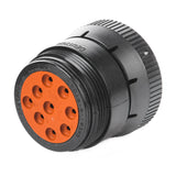 HD16-9-1939S - HD10 Series - 9 Socket Plug - Threaded Rear, J1939, Black